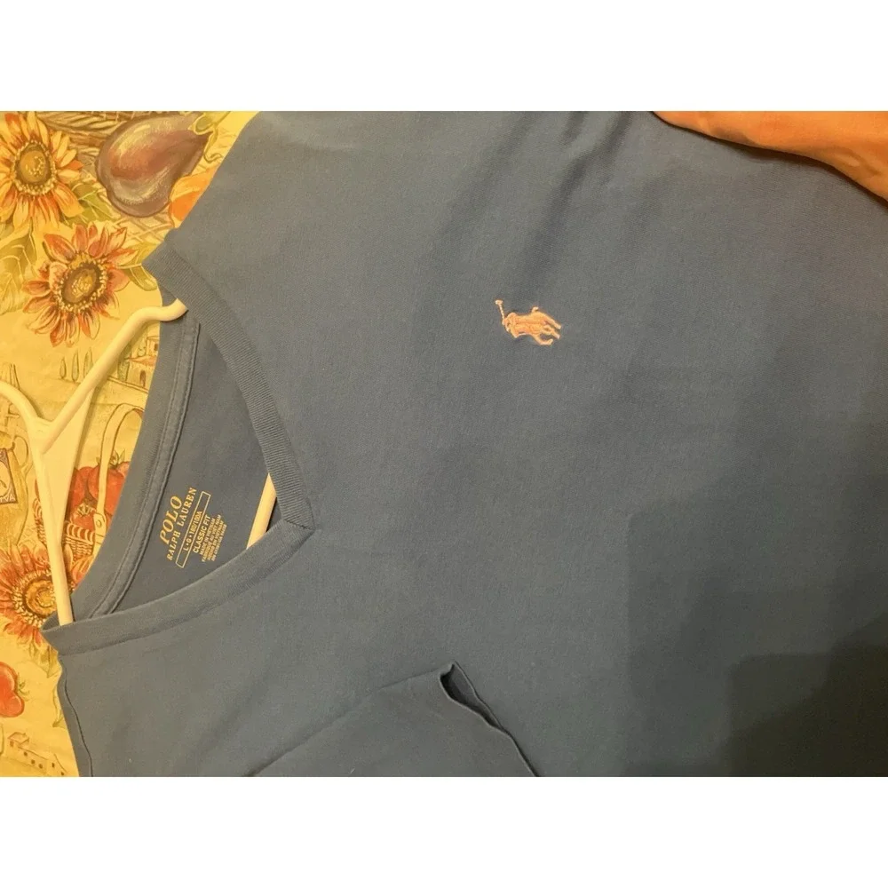 Polo Ralph Lauren Men's Blue Crew Neck Short Sleeve Logo Cotton Knit T-Shirt L